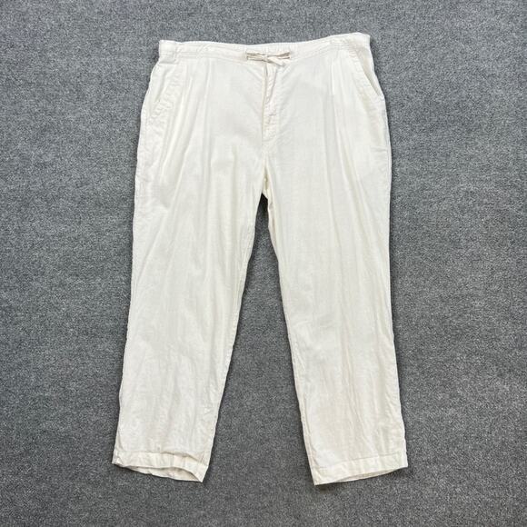 Cubavera Pants Mens XL Extra Large White Linen Blend Core Drawstring Classic Fit - Picture 2 of 13